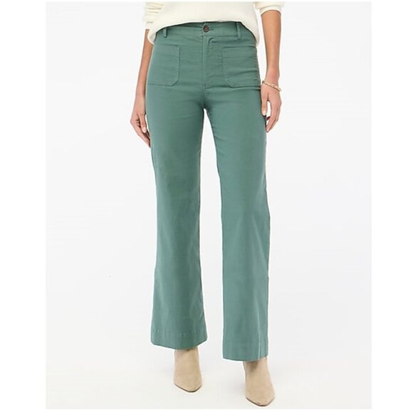 J. Crew Factory Pants - J. Crew Tall Lizzie High Rise Patch Pocket Wide Leg Pants Green Size 30T